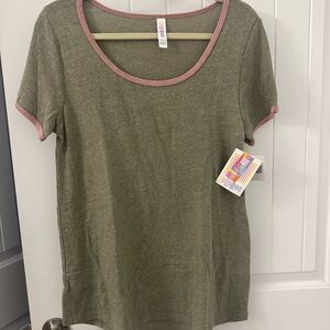 NWT LuLaRoe Casual Grey Tee with Pink Accents